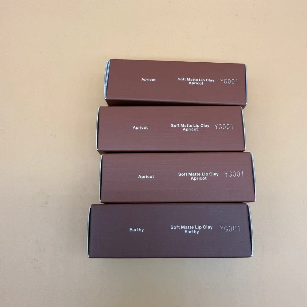Set of 4 Soft Matte Velvet Lip Clay Apricot (3 pcs) & Earthy (1 pc) Mousse